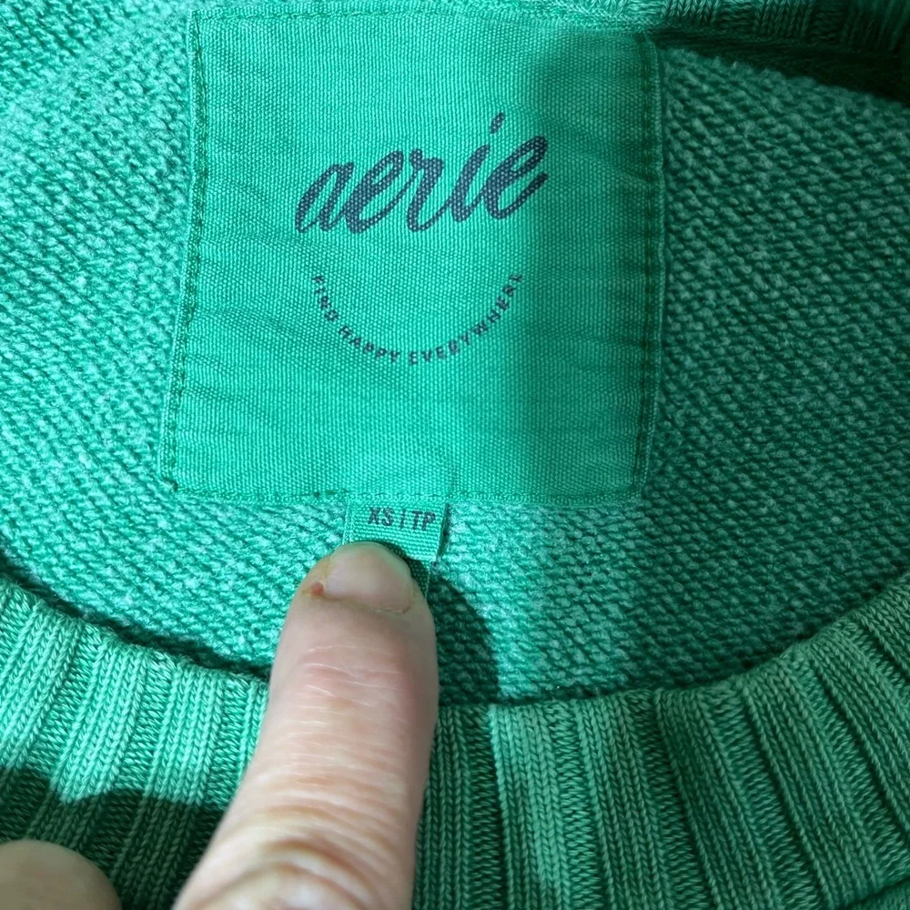 Aerie Forest Green Crew Neck Top - Picture 3 of 3